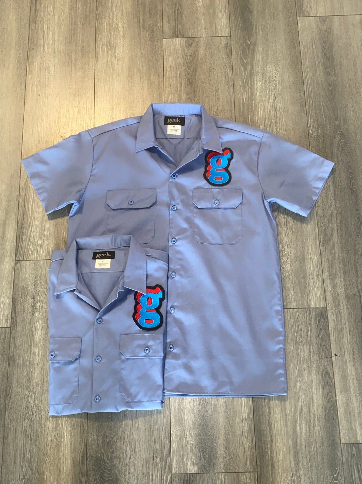 Blue short sleeve button up