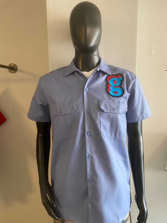 Blue short sleeve button up
